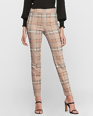 high waisted plaid skinny pants