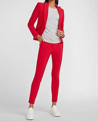 red fitted women's suit