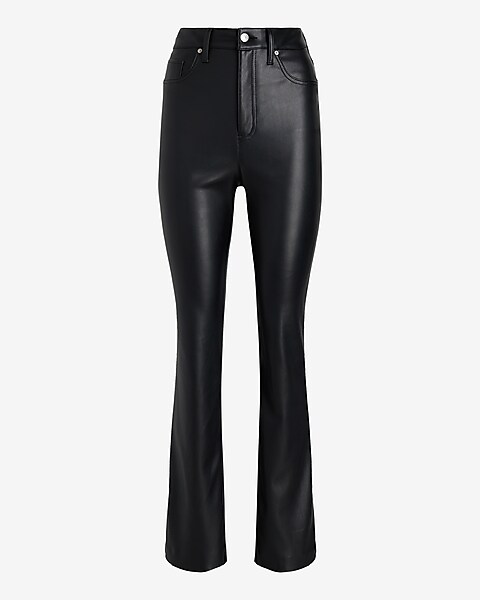 Womens Express Super High Waisted Faux Leather Leggings Front Slit