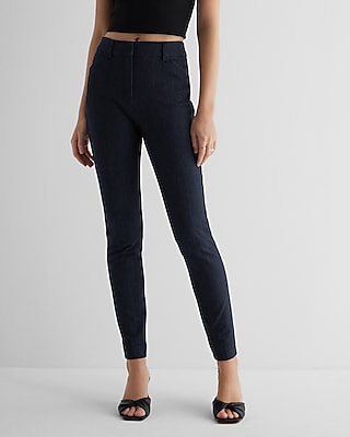 Express Editor Super High Waisted Fleece-Lined Straight Ankle Pant Women's  Long