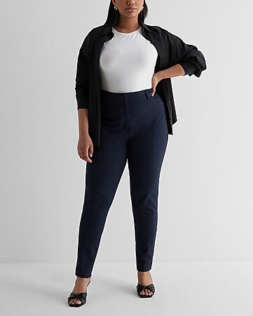 Plus Size Pants For Women Work Business Casual Skinny High Waisted Capri  Pants 485Dark Blue 24W