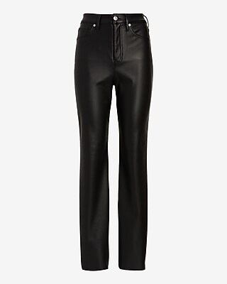 Super High Waisted Faux Leather Modern Straight Pant