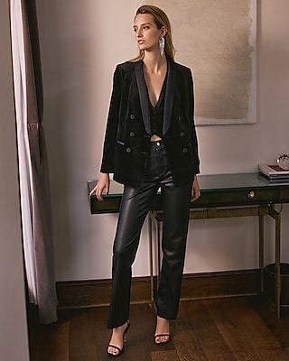 Super High Waisted Faux Leather Modern Straight Pant Express