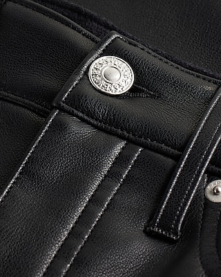 Super High Waisted Faux Leather Modern Straight Pant