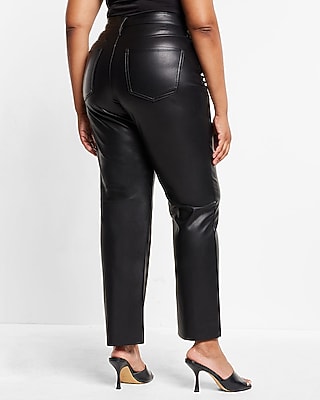 Ladies Straight Leg High Waist Leather Jeans FREAKINS Women