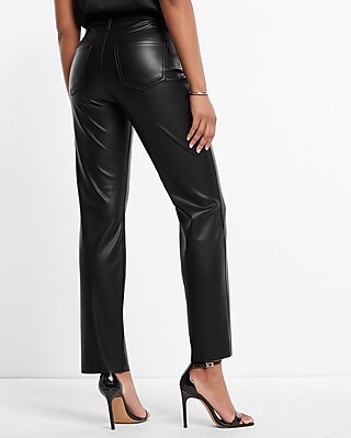 Super High Waisted Faux Leather Modern Straight Pant - image 4