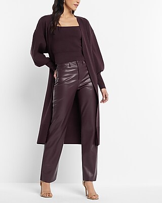 Super High Waisted Faux Leather Modern Straight Pant