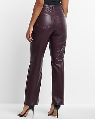 Super High Waisted Faux Leather Modern Straight Pant