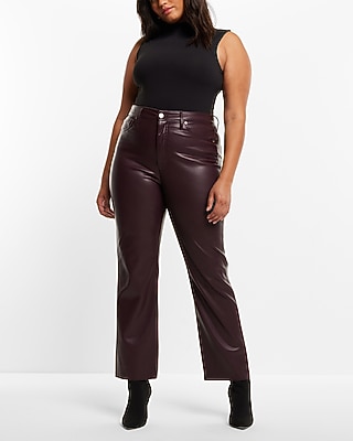 Super High Waisted Faux Leather Modern Straight Pant