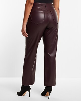 Super High Waisted Faux Leather Modern Straight Pant