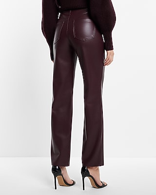 Super High Waisted Faux Leather Modern Straight Pant
