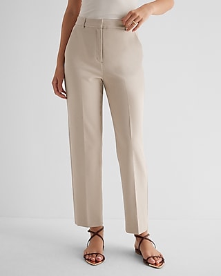 High Waisted Metallic Faux Leather Modern Straight Pant | Express