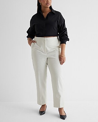 Editor Super High Waisted Pinstripe Straight Ankle Pant