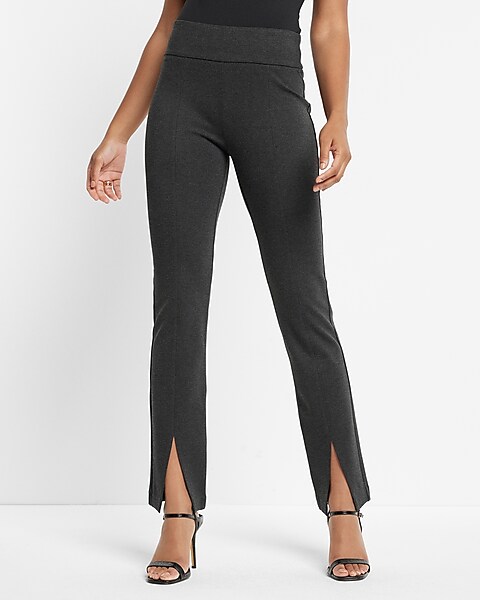 Columnist High Waisted Front Vent Straight Pant   Express