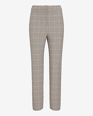 Editor Super High Waisted Plaid Straight Ankle Pant
