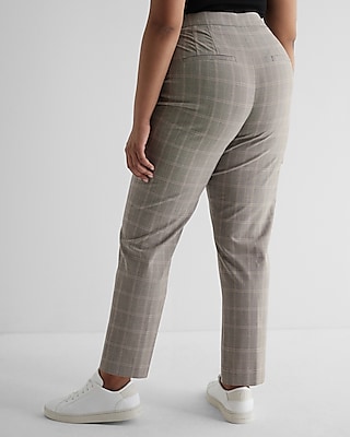 Editor Super High Waisted Plaid Straight Ankle Pant