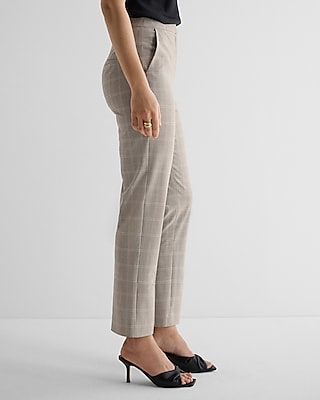 Editor Super High Waisted Plaid Straight Ankle Pant