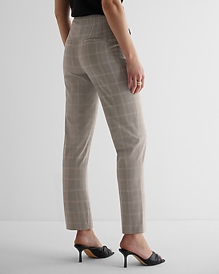 Editor Super High Waisted Plaid Straight Ankle Pant