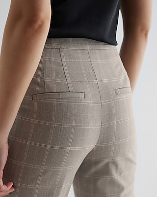 Editor Super High Waisted Plaid Straight Ankle Pant