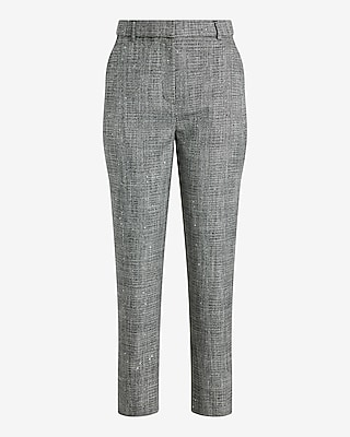 Editor High Waisted Sequin Plaid Straight Ankle Pant