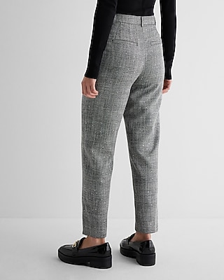 Editor High Waisted Sequin Plaid Straight Ankle Pant