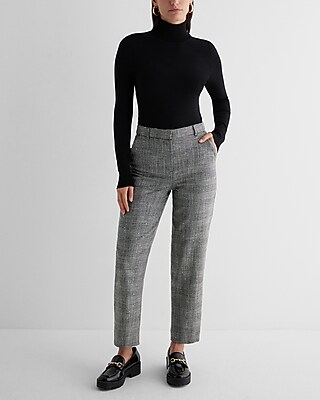 Editor High Waisted Sequin Plaid Straight Ankle Pant