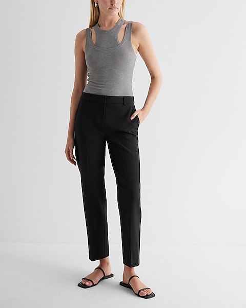 Express  Editor High Waisted Twill Straight Ankle Pant in