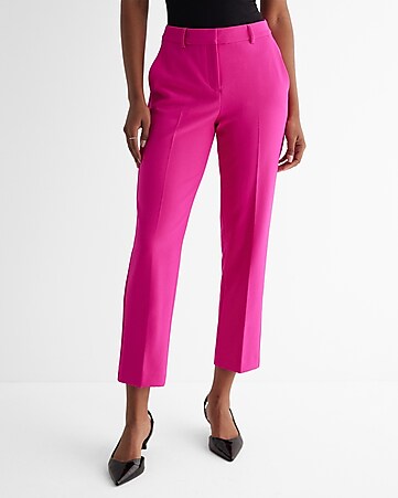 Women's Pink Straight Pants - Slim Fit Pants - Express
