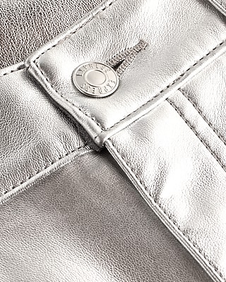 High Waisted Metallic Faux Leather Modern Straight Pant