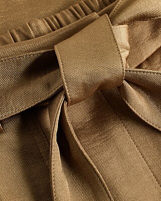 Metallic Shine High Waisted Belted Cargo Ankle Pant