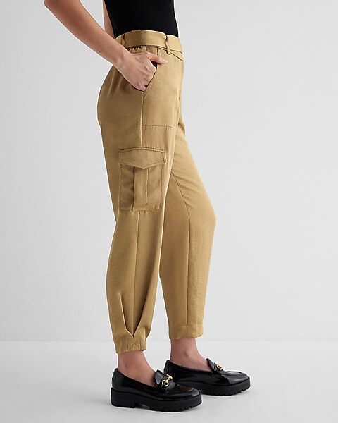 Khaki Belted Cargo Pants Plus Size