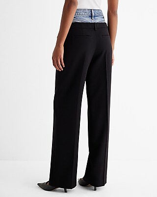 High Waisted Denim Waist Relaxed Straight Leg Pant