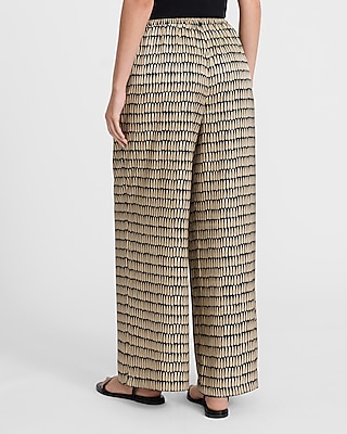 High Waisted Printed Wide Leg Pull On Pant
