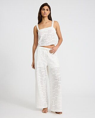 High Waisted Jacquard Pull On Wide Leg Pants