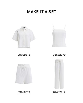 Linen-Blend High Waisted Wide Leg Pull On Pant