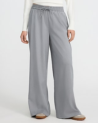 Metallic Striped High Waisted Drawstring Elastic Waist Wide Leg Pant