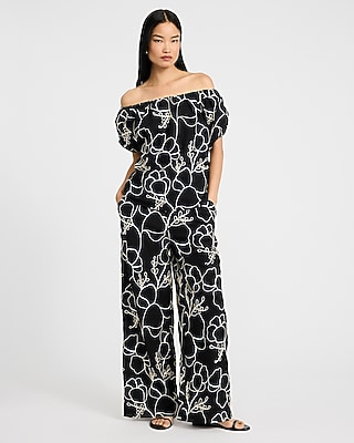 Floral Embroidered High Waisted Pull On Pant