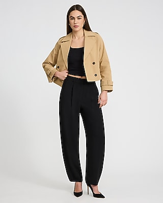 Signature Crepe High Waisted Relaxed Barrel Pant