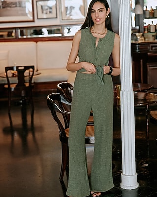 Textured Knit High Waisted Pull On Pant