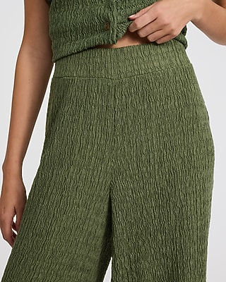 Textured Knit High Waisted Pull On Pant