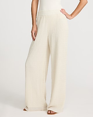 Textured Knit High Waisted Pull On Pant