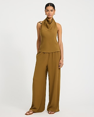 High Waisted Drawstring Pull On Pant