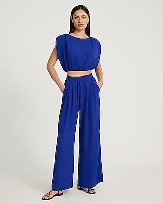 High Waisted Pull On Wide Leg Pant