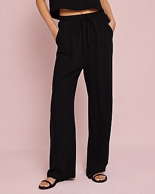 Linen-Blend High Waisted Pull On Wide Leg Pant