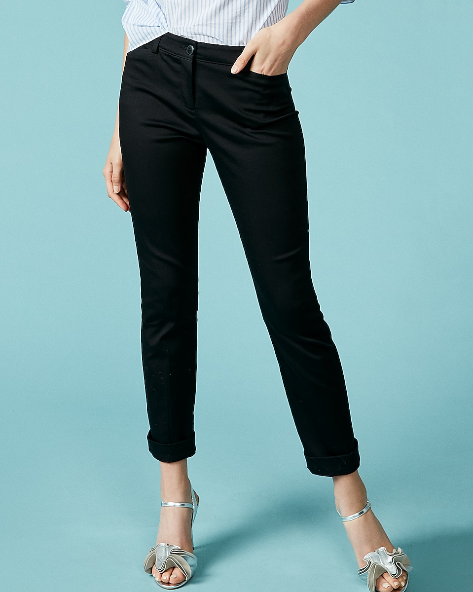 Mid Rise Straight Leg Cuffed Ankle Pant | Express