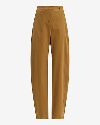Cotton Canvas High Waisted Barrel Pant