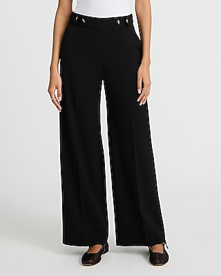 High Waisted Novelty Button Tab Trouser Pant