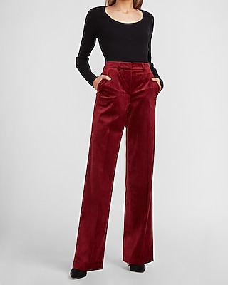 red velvet pants womens