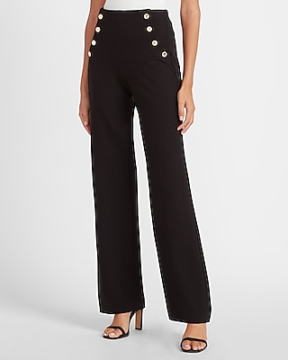high waisted gold button trousers