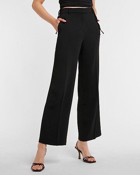 Posh Company Black Pleated High-Waisted Trouser Pants